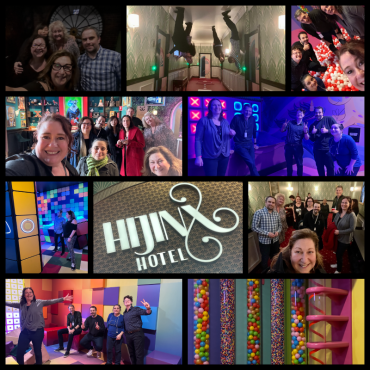 Collage of TMIC at Hijinx Hotel
